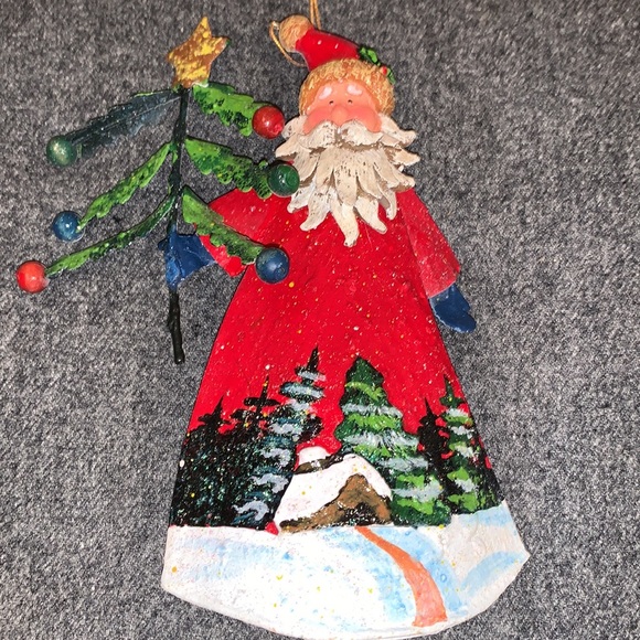 Set of two painted metal Christmas ornaments - Picture 2 of 5